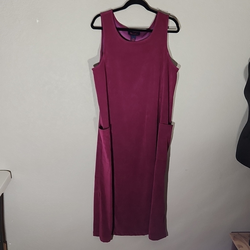 Vintage Denim &Co Dress Size L Velvet like Light Purple Maxi Vintage